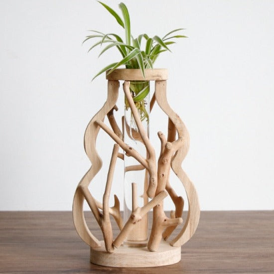 Reine Handarbeit Holzvase