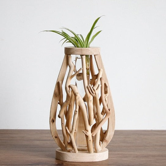Reine Handarbeit Holzvase