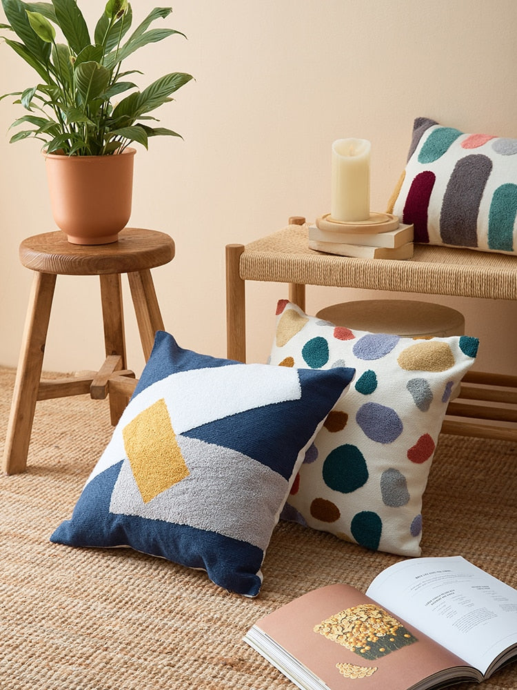 COLOURFUL Kissenbezug Stickerei Plain Style