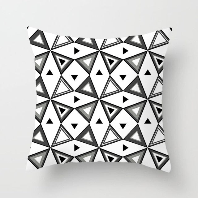 GEOMETRIC Kissenbezug Schwarz-Weiß-Druck