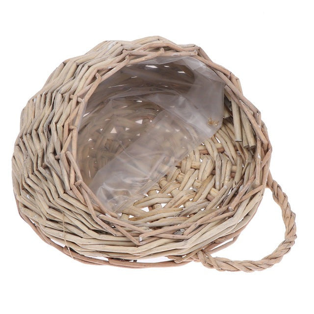 Wicker Rattan Korb Blumenpflanzer Wandbehang