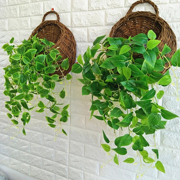 Wicker Rattan Korb Blumenpflanzer Wandbehang