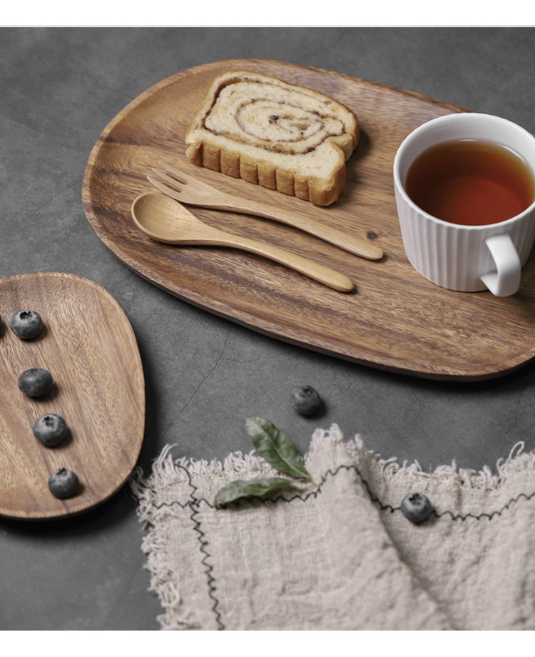 Unregelmäßige ovale Tabletts aus massivem Holz, Akazie aus ganzem Holz