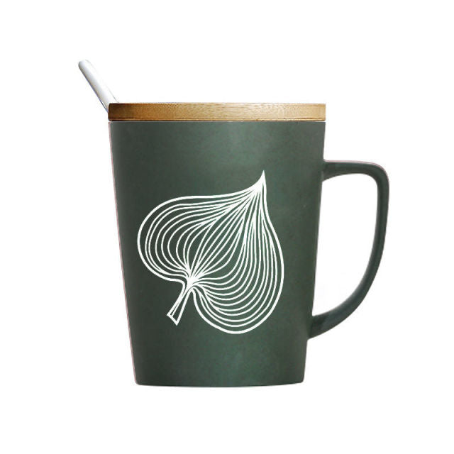 Blatt-Muster-Keramik-Kaffeetasse