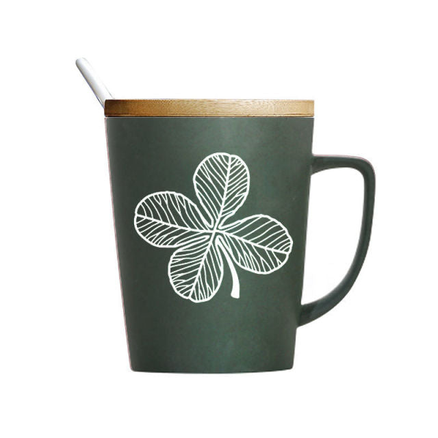 Blatt-Muster-Keramik-Kaffeetasse