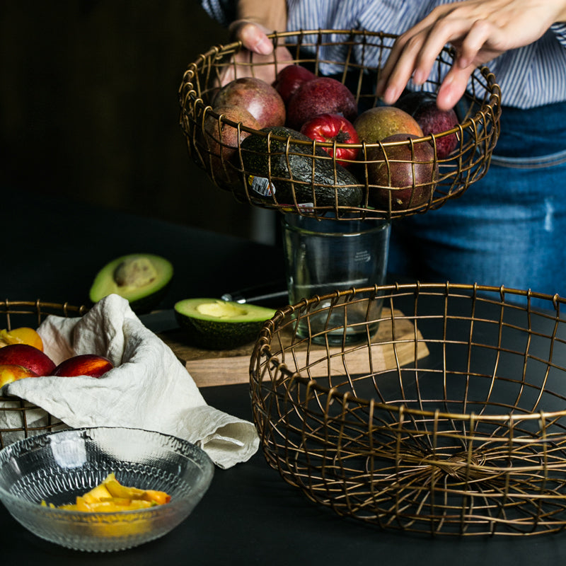 Nordic Retro Bronze Handgewebter Korb zur Aufbewahrung von Lebensmitteln