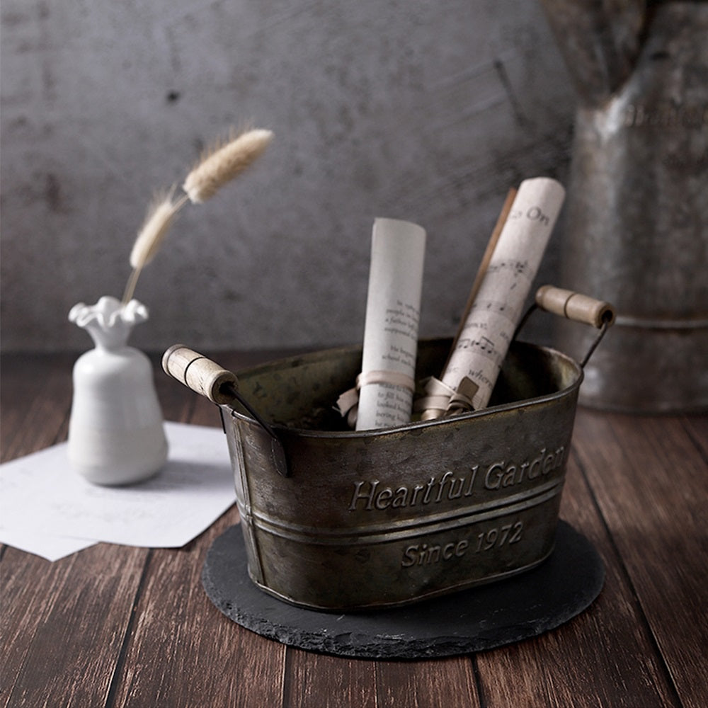 Vintage Country Aufbewahrungskorb aus Metall