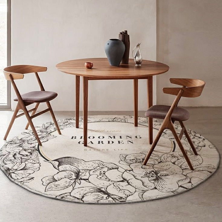 Runder Teppich für Wohnzimmer mit Blumenmuster