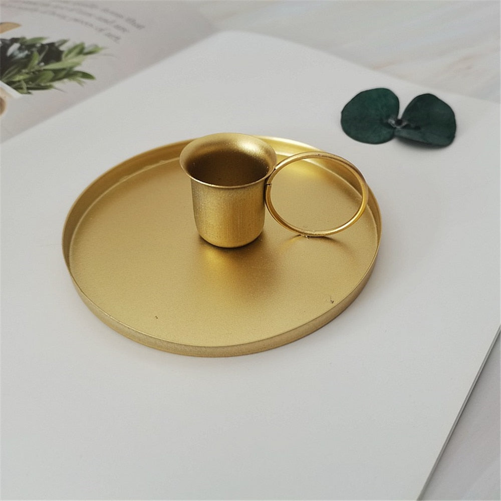 Retro Kerzenhalter aus Metall Gold & Schwarz