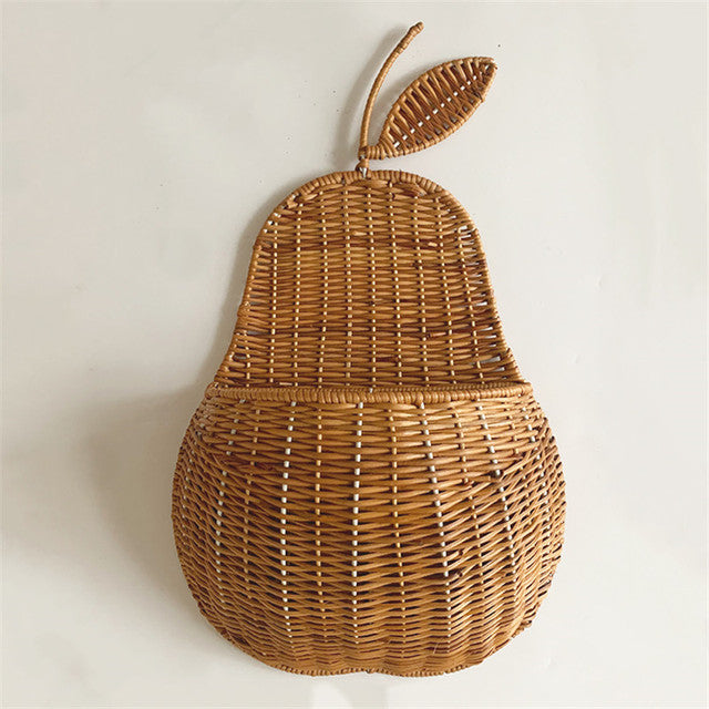 Vintage Rattan Apfel und Birne Form Lagerung Korb