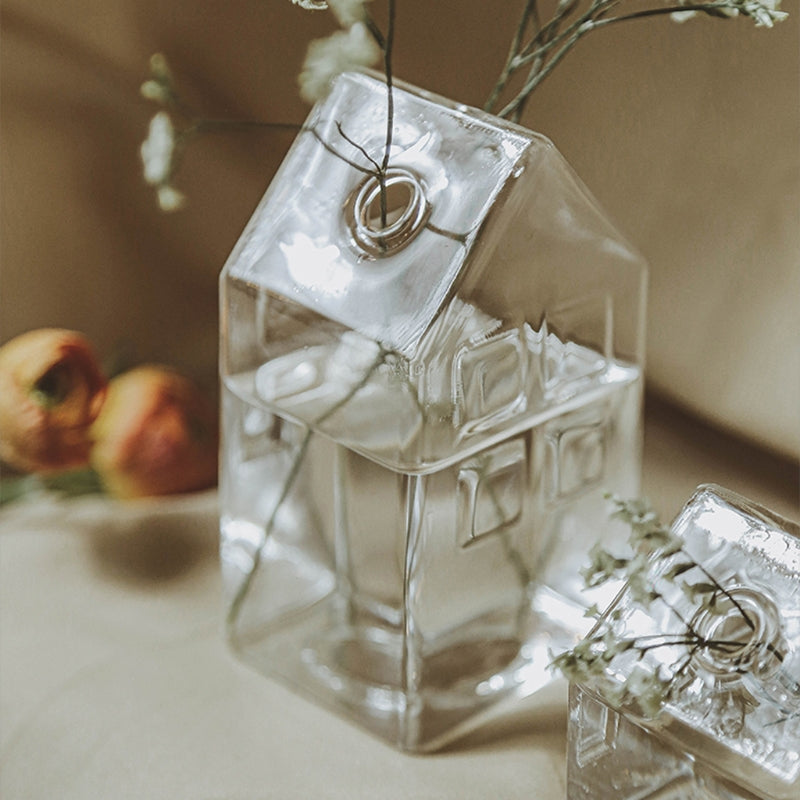 Hausform Glasvase Blume