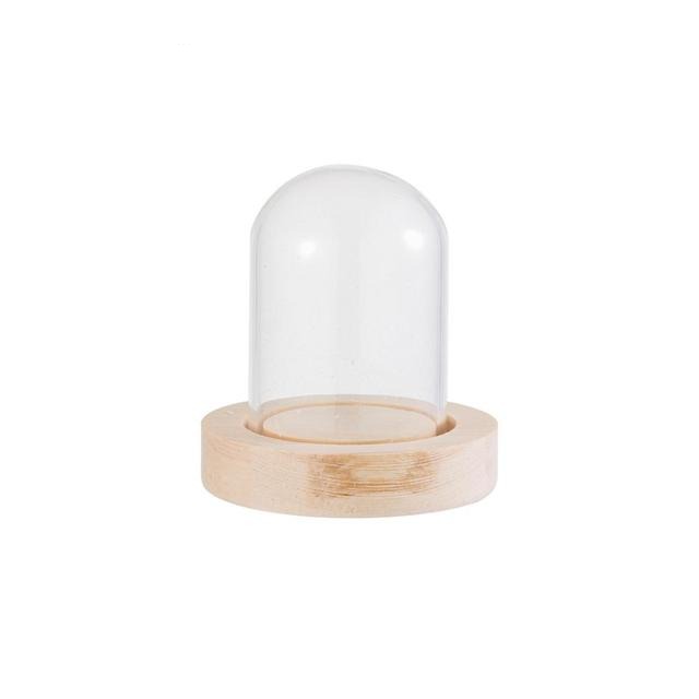 Holzsockel Blumenvase aus Glas