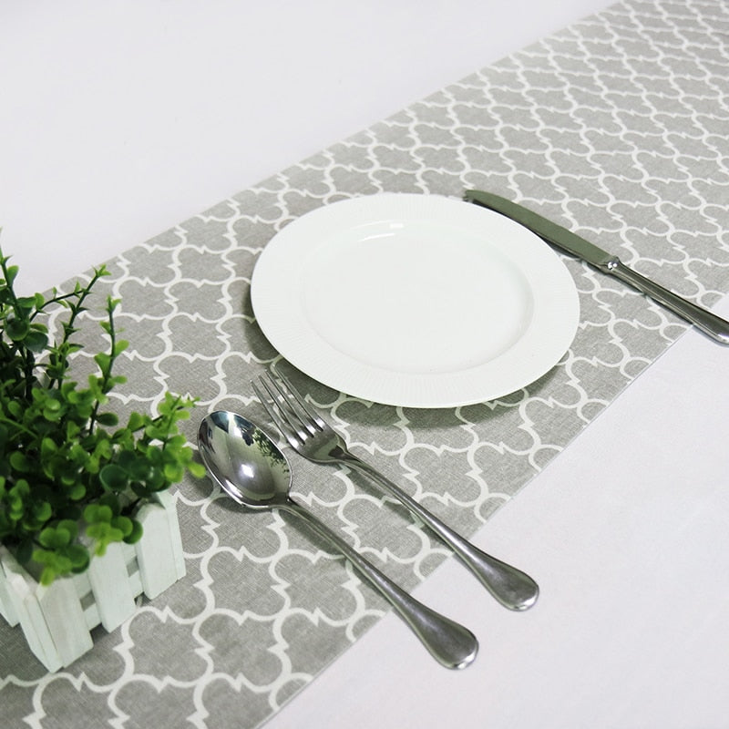 Vintage Leinen Tischläufer mit Muster