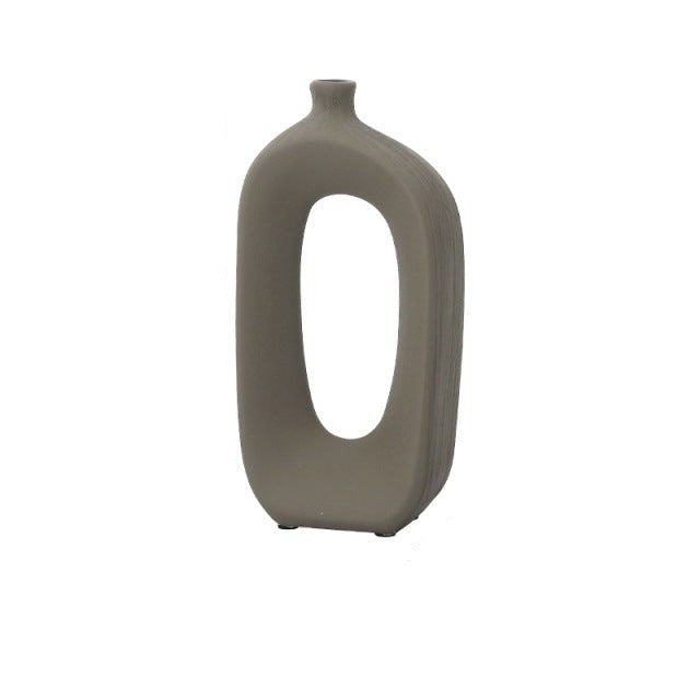 Vintage Vase aus gebürsteter Keramik im nordischen Stil