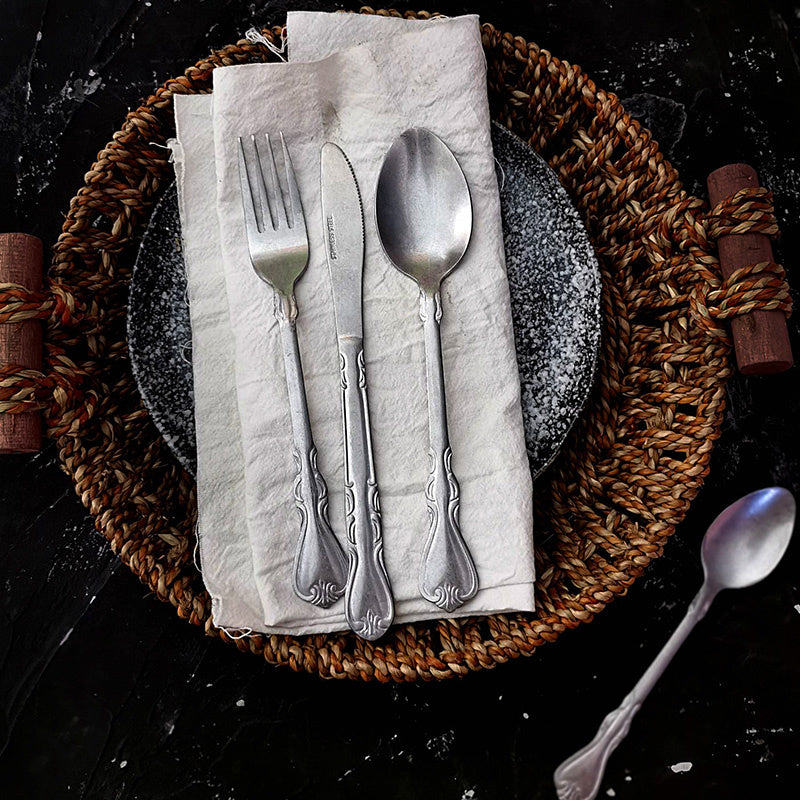 Retro-Geschirr-Set aus Edelstahl