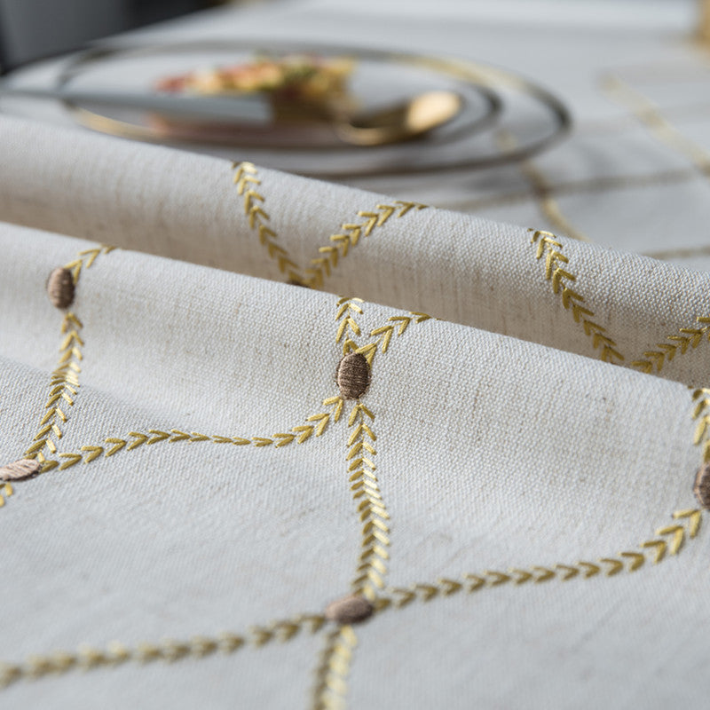 Gestickte wasserdichte Tischdecke aus nordischem Leinen