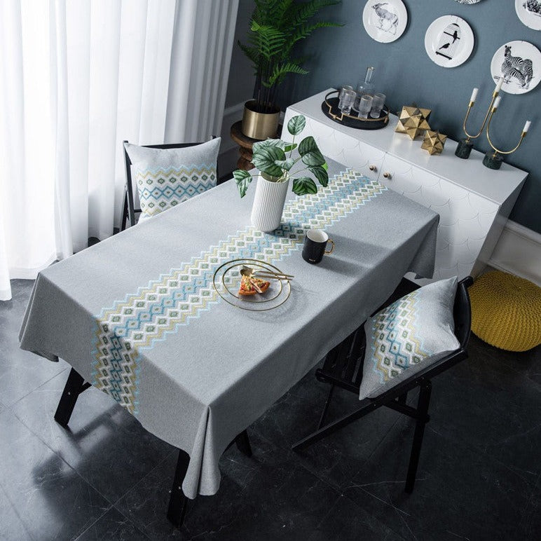 Gestickte wasserdichte Tischdecke aus nordischem Leinen