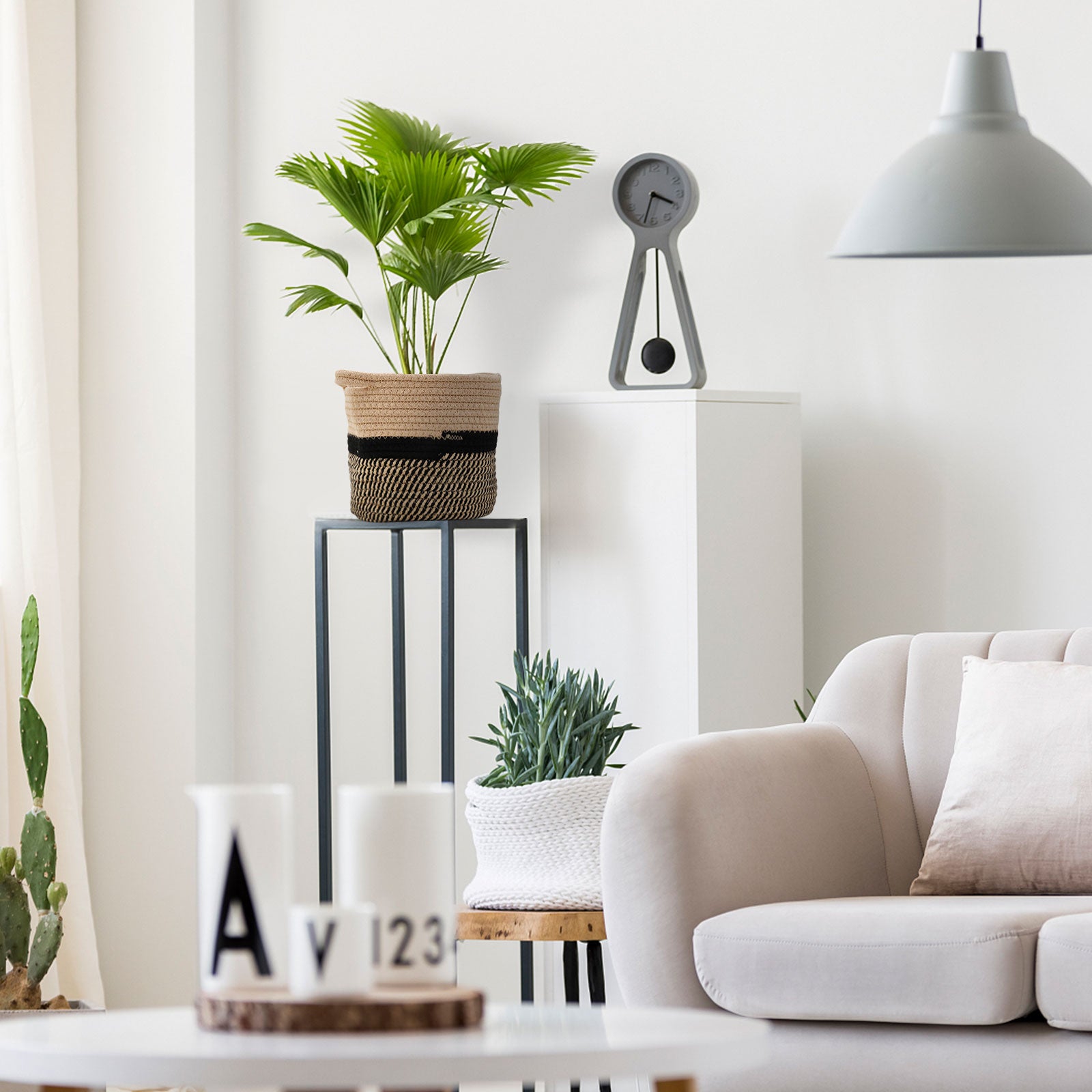 Runder Erntekorb, dekorativ gewebt