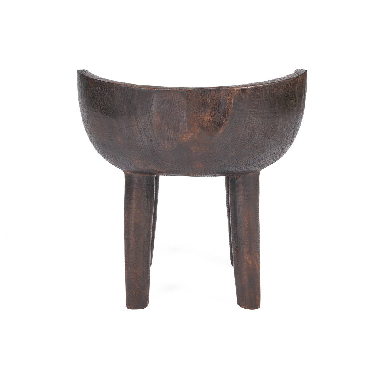 Wooden low chair on a white background