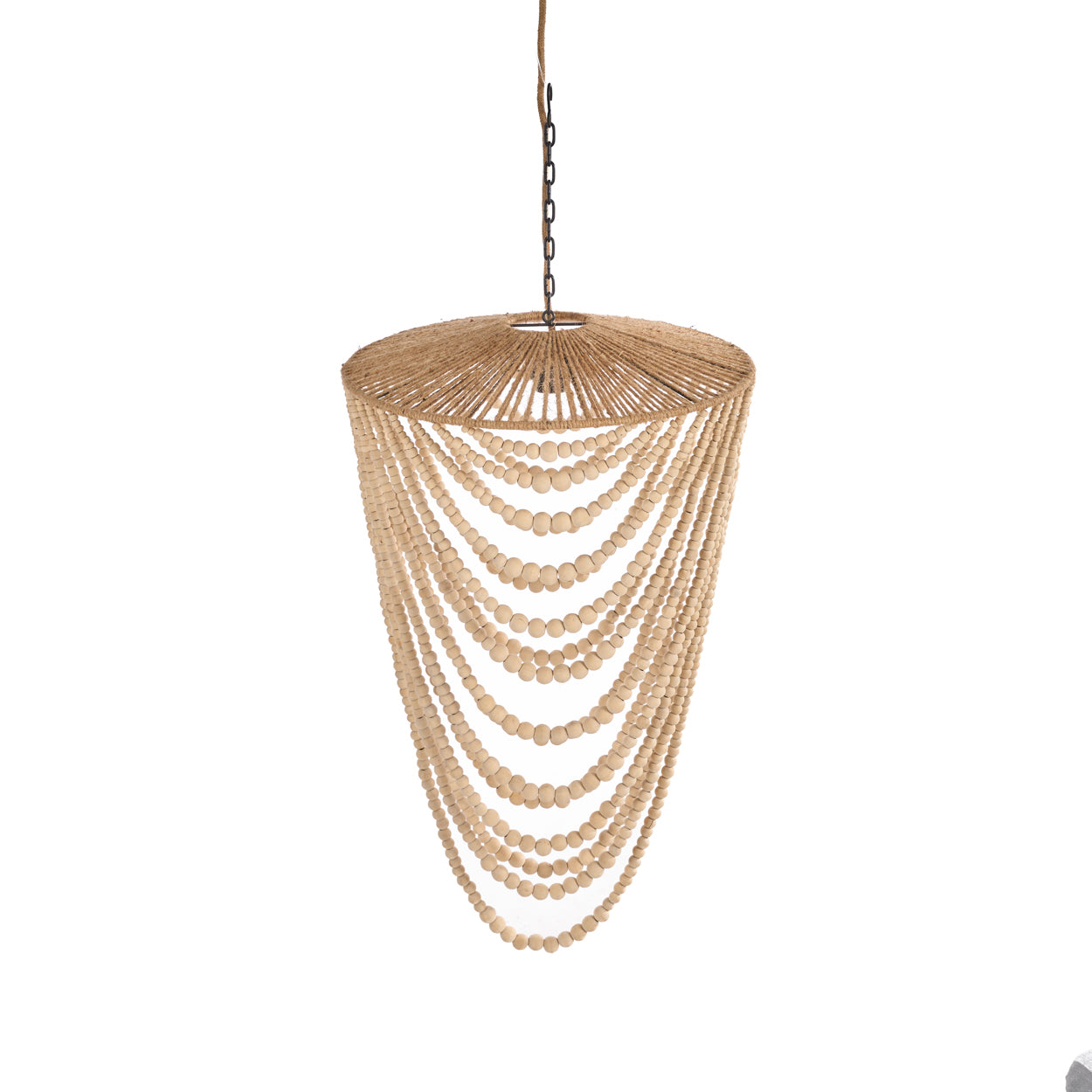 The Wooden Bead Chandelier - Natural - L on a white background
