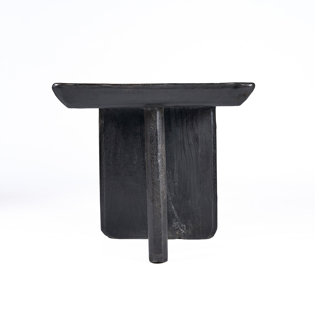 Side of black coffee table on a white background