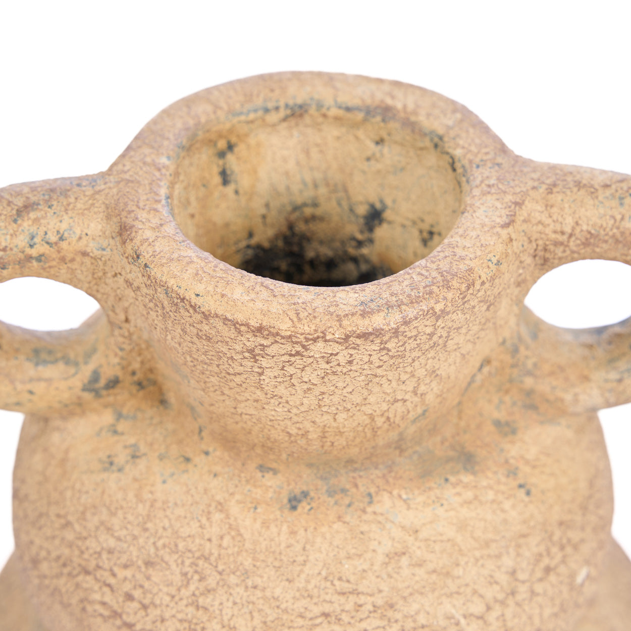 Close-up of a beige vase on a white background