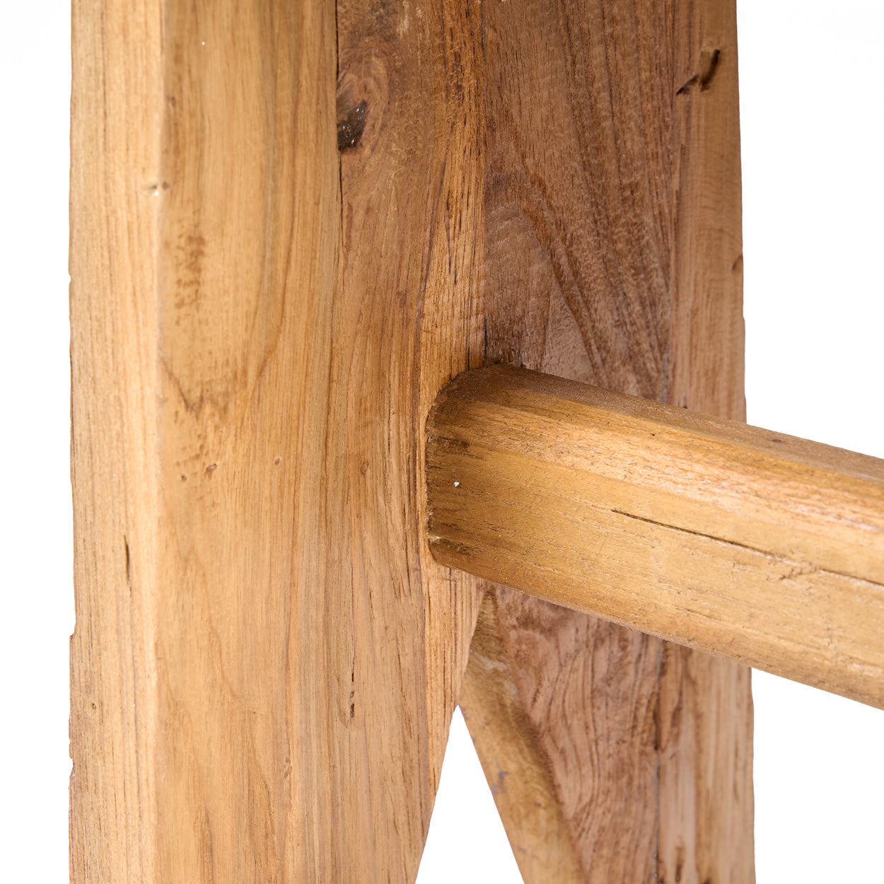 Close-up of a wooden stool on a white background