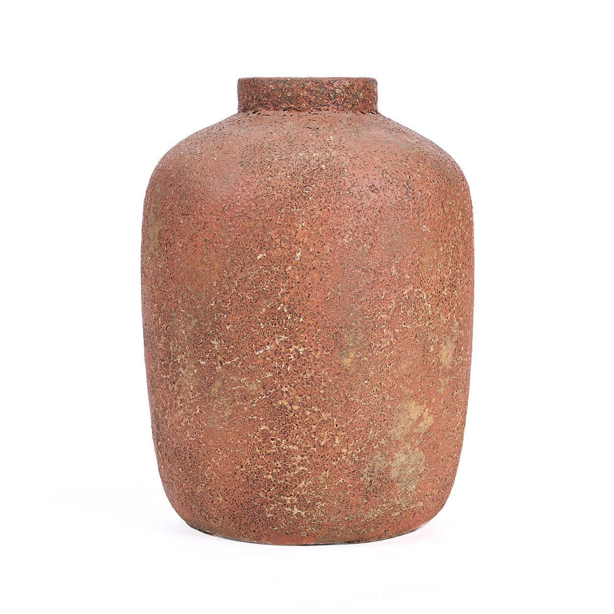 Rustic terracotta pot on a white background