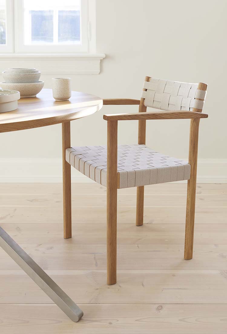 Danish design wooden chair near dining table 