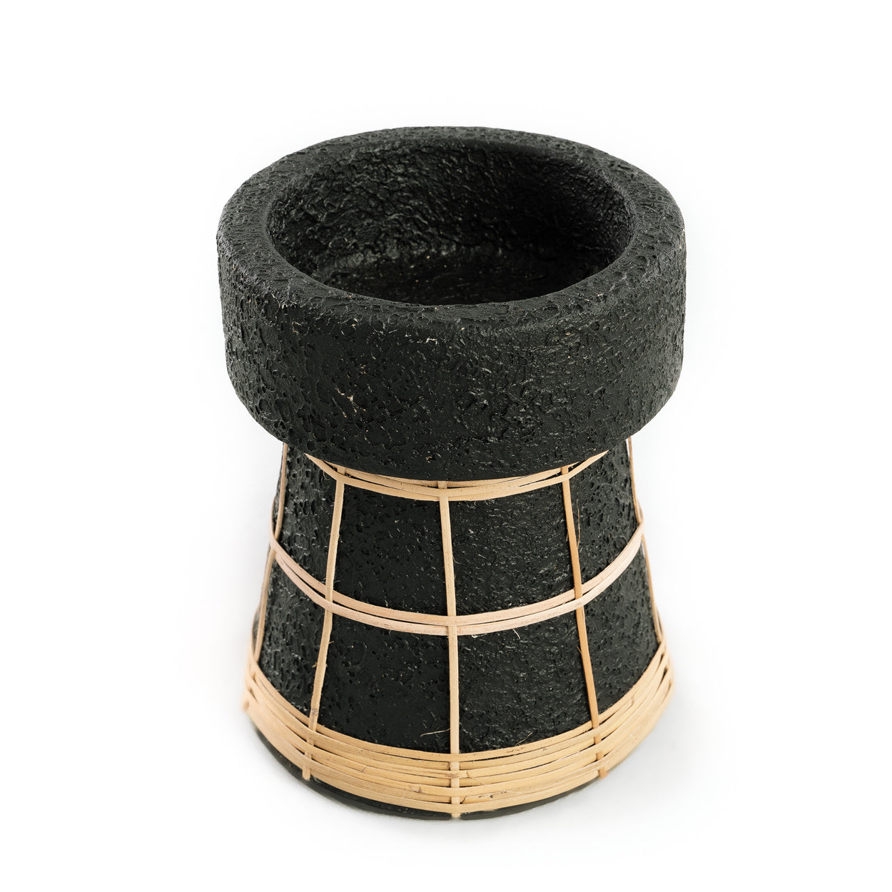 THE SERENE Candle Holder - Black Natural Medium Size