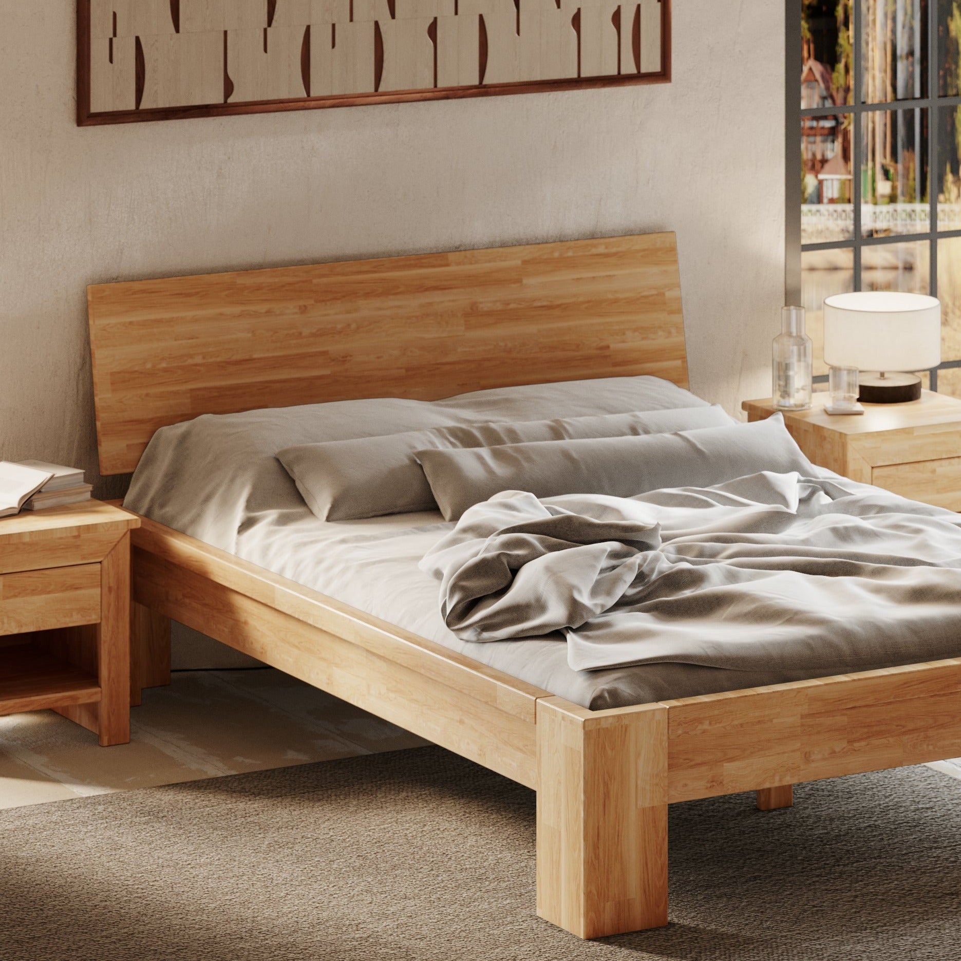 MONTANA Wooden Double Bed Oil Oak Interior