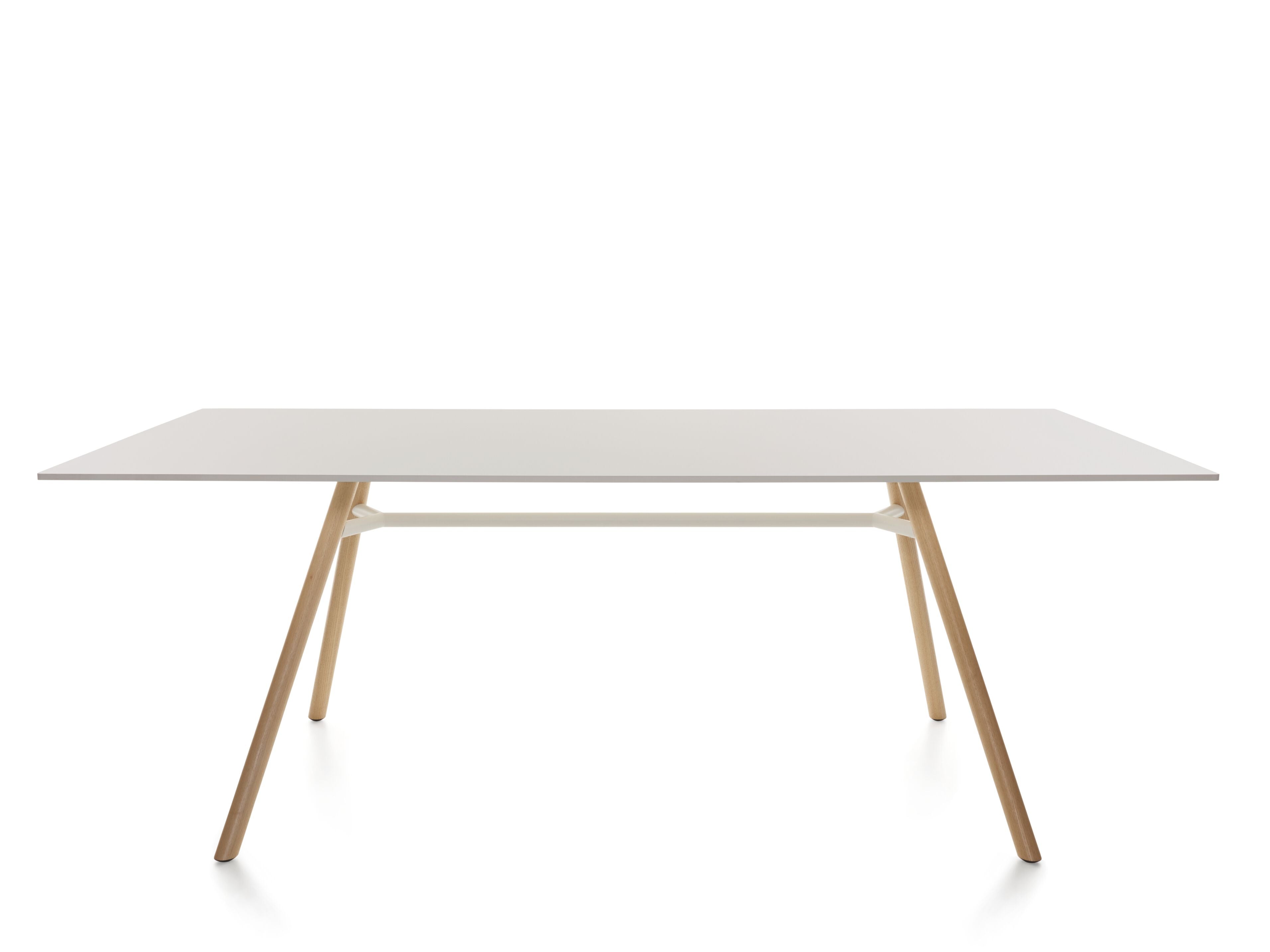 Rectangle MART table with white FunderMAX table top and ash natural legs 