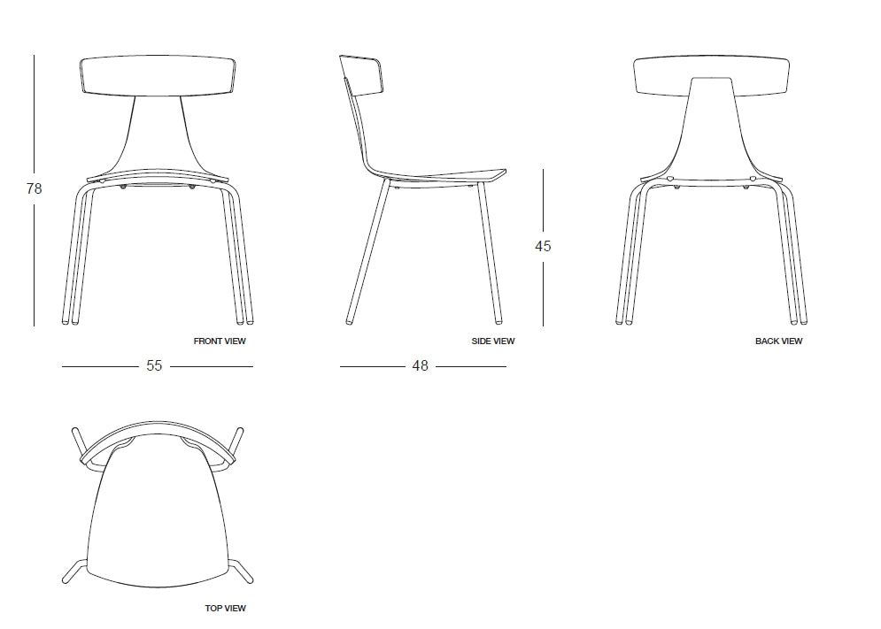 REMO Wooden Chair With Metal Structure Dimensions