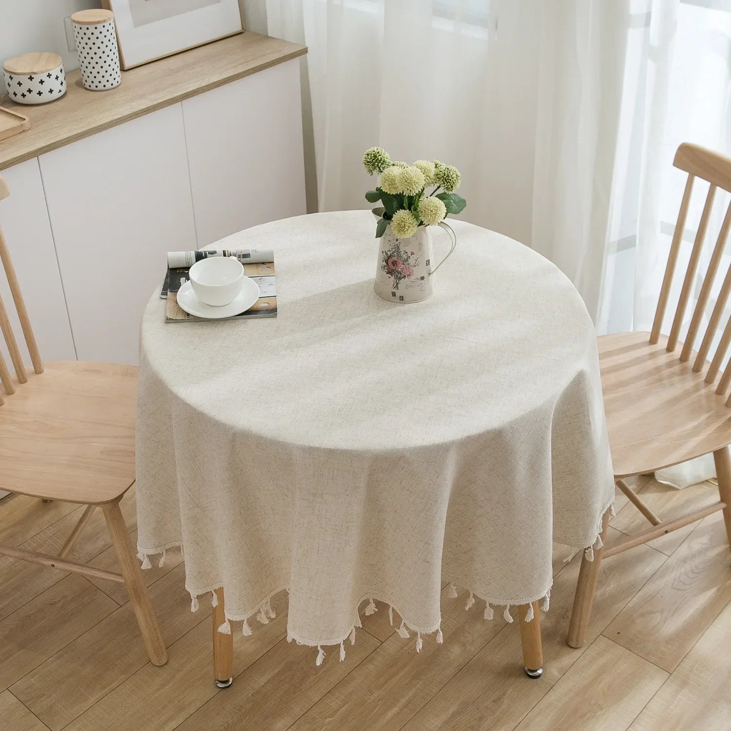 Runde Tischwäsche aus Baumwolle
