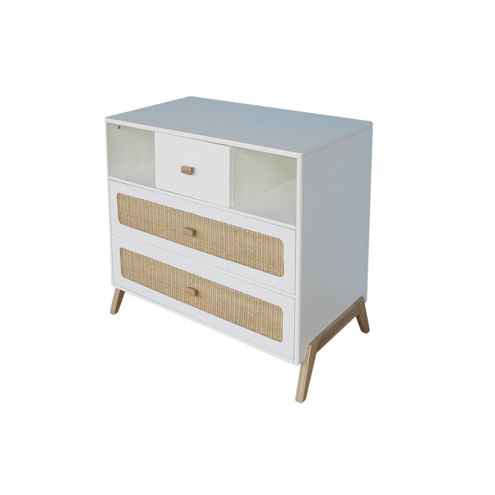 MARELIA Chest of Drawer Rattan White