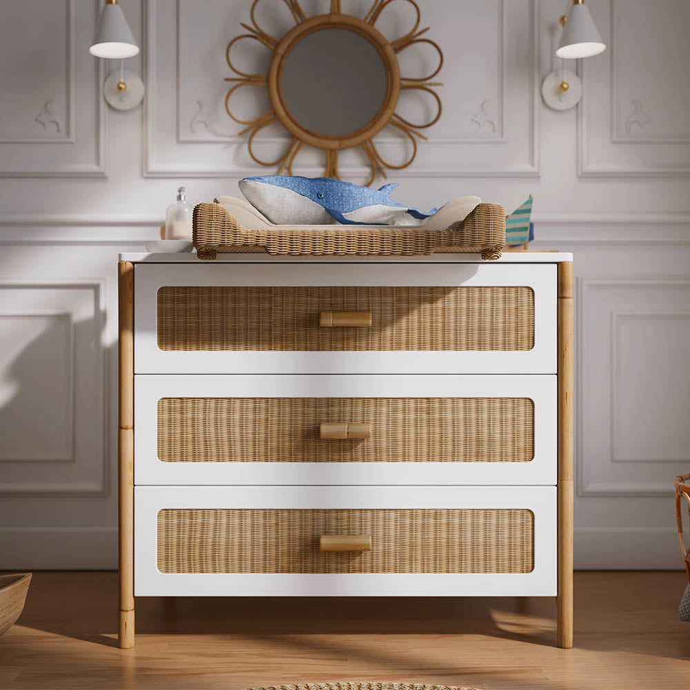 OCEANIA Rattan Chest of Drawer White Interior