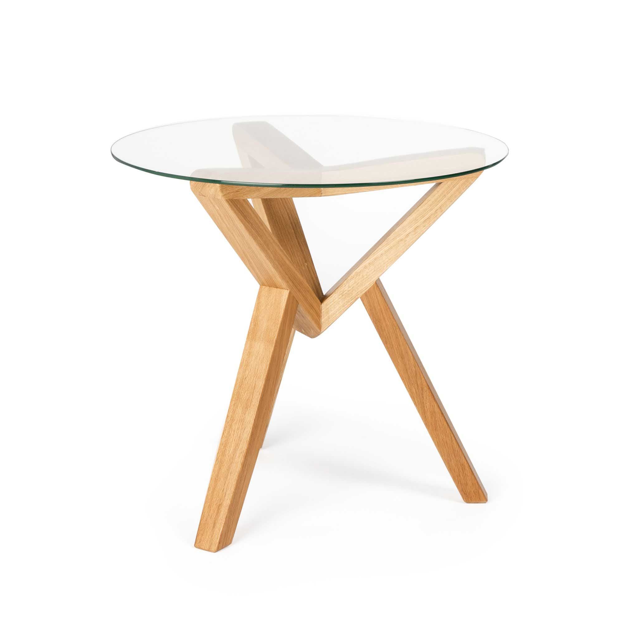 Side Table, Oak Wood Frame, Natural Colour side view