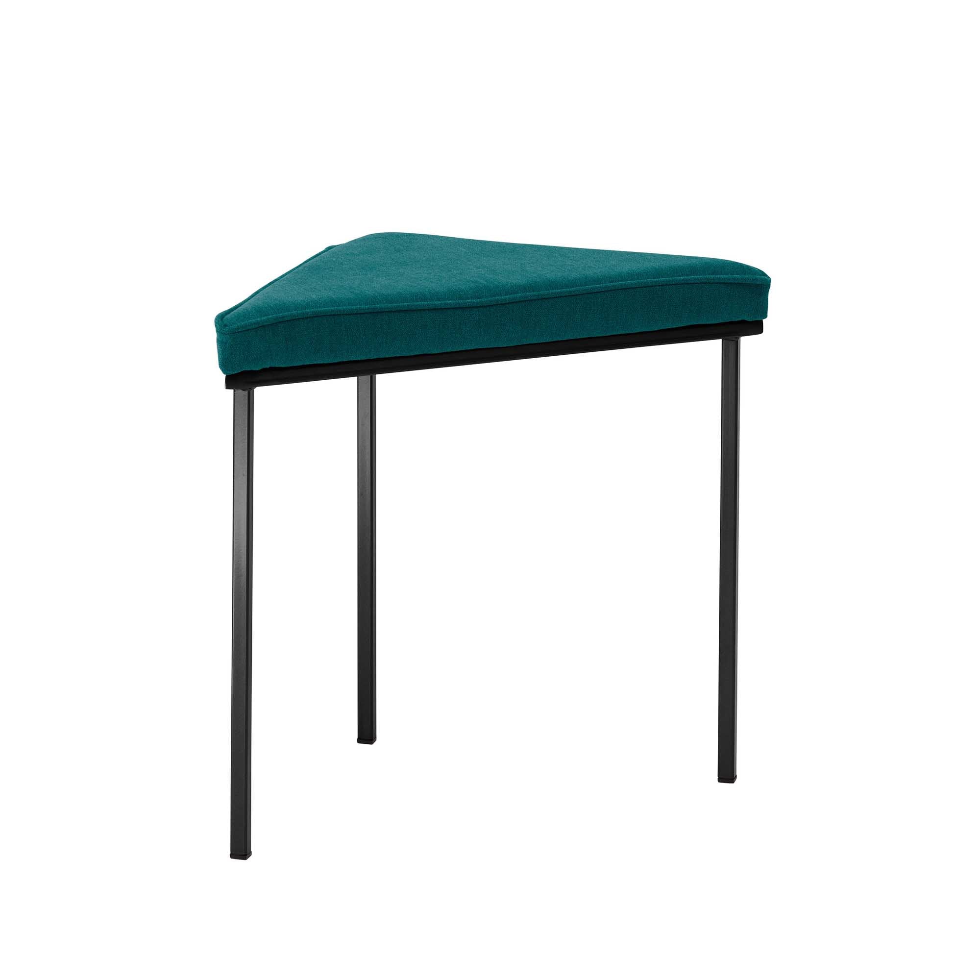 Tripod Stool, Powder-Coated Frame blue fabric, black frame, front view
