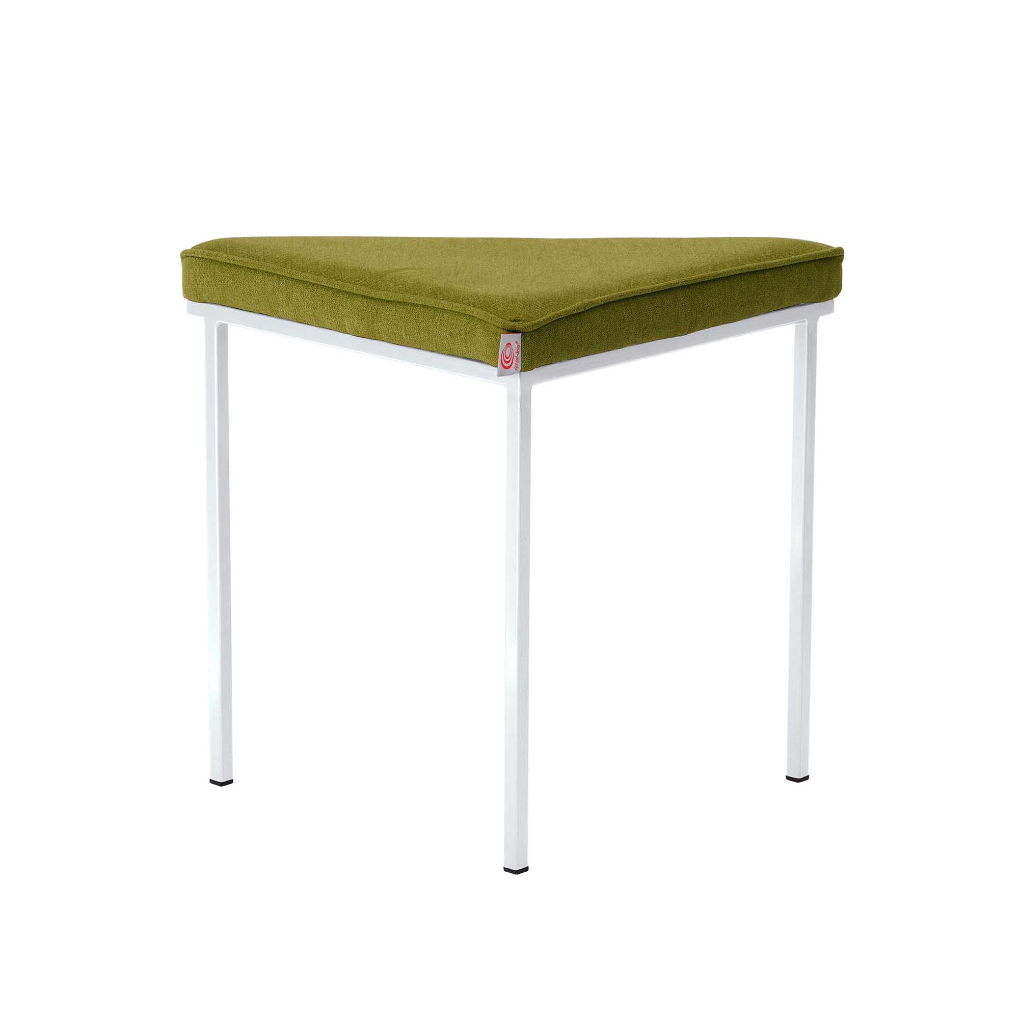 Tripod Stool, Powder-Coated Frame green upholstery, yellow frame, side view