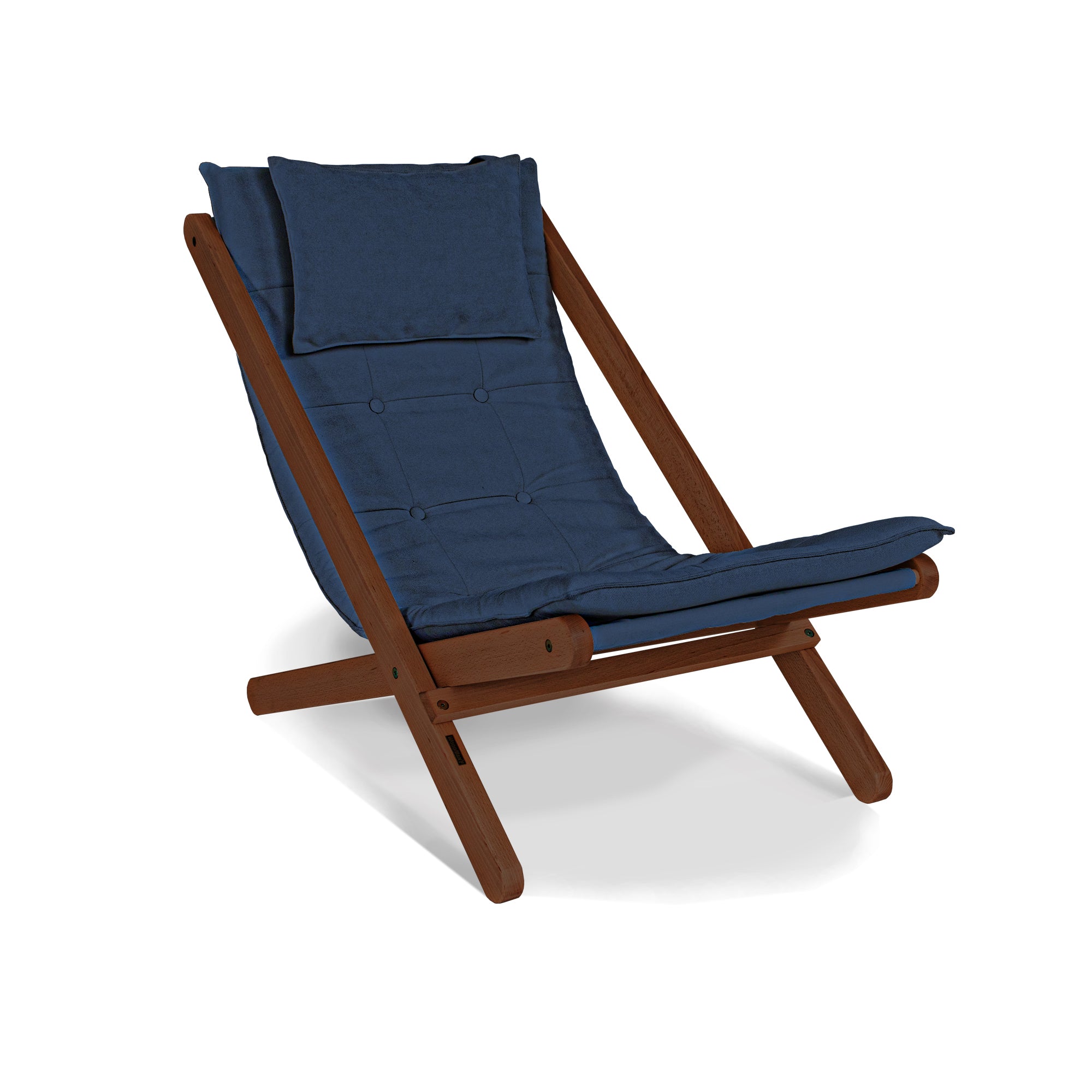 ALLEGRO Deckchair -walnut frame-blue fabric