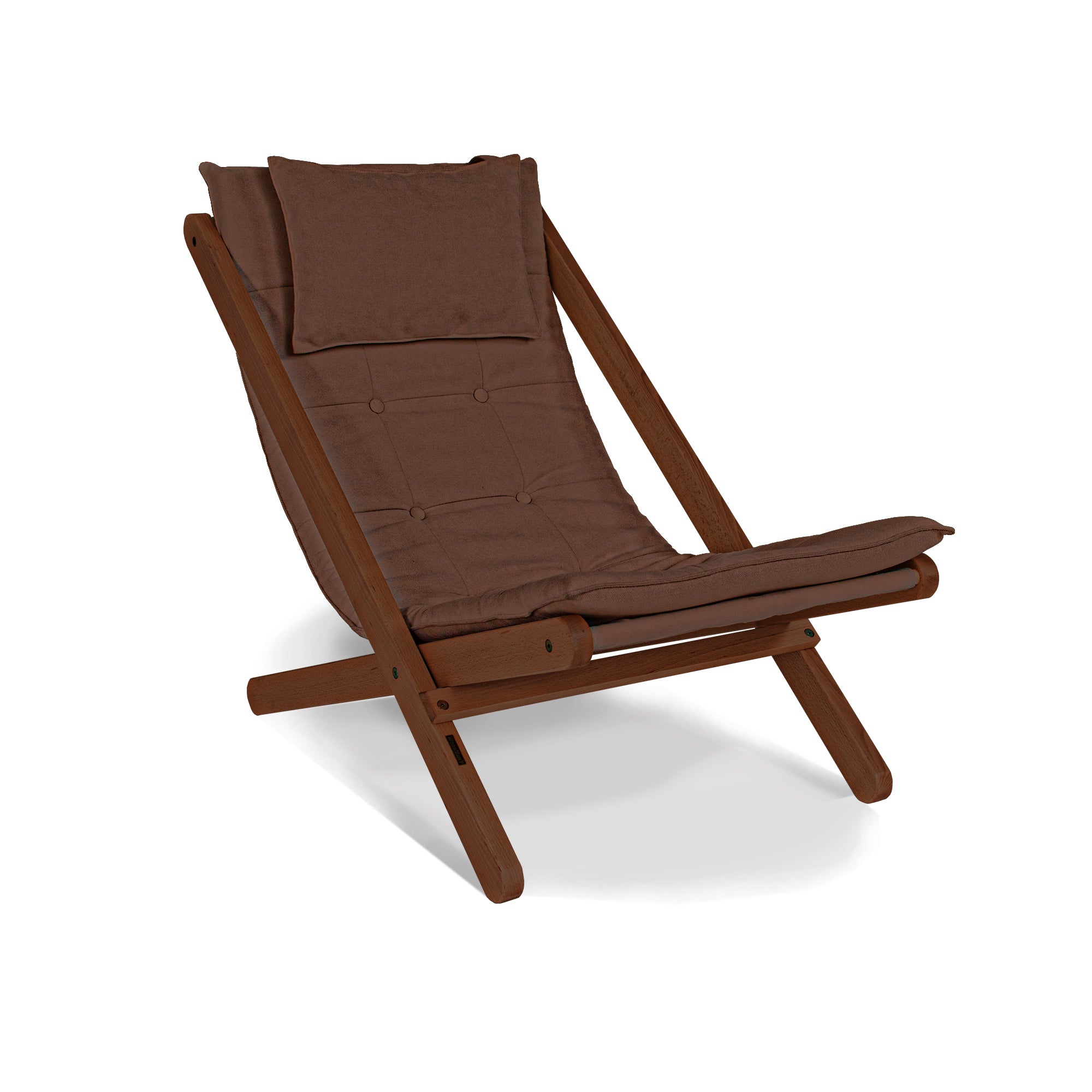 ALLEGRO Deckchair -walnut frame-brown fabric