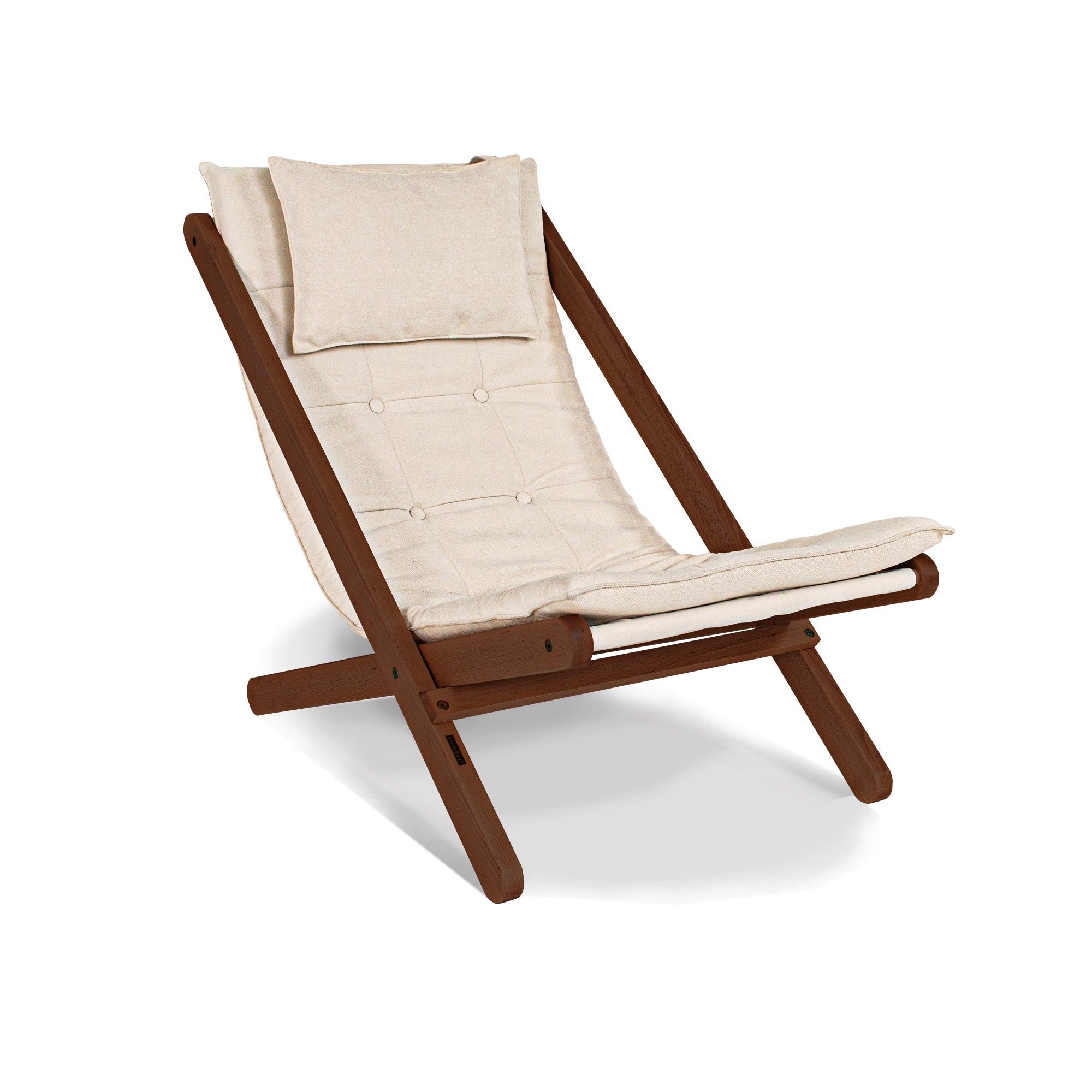 ALLEGRO Deckchair -creamy fabric-walnut frame