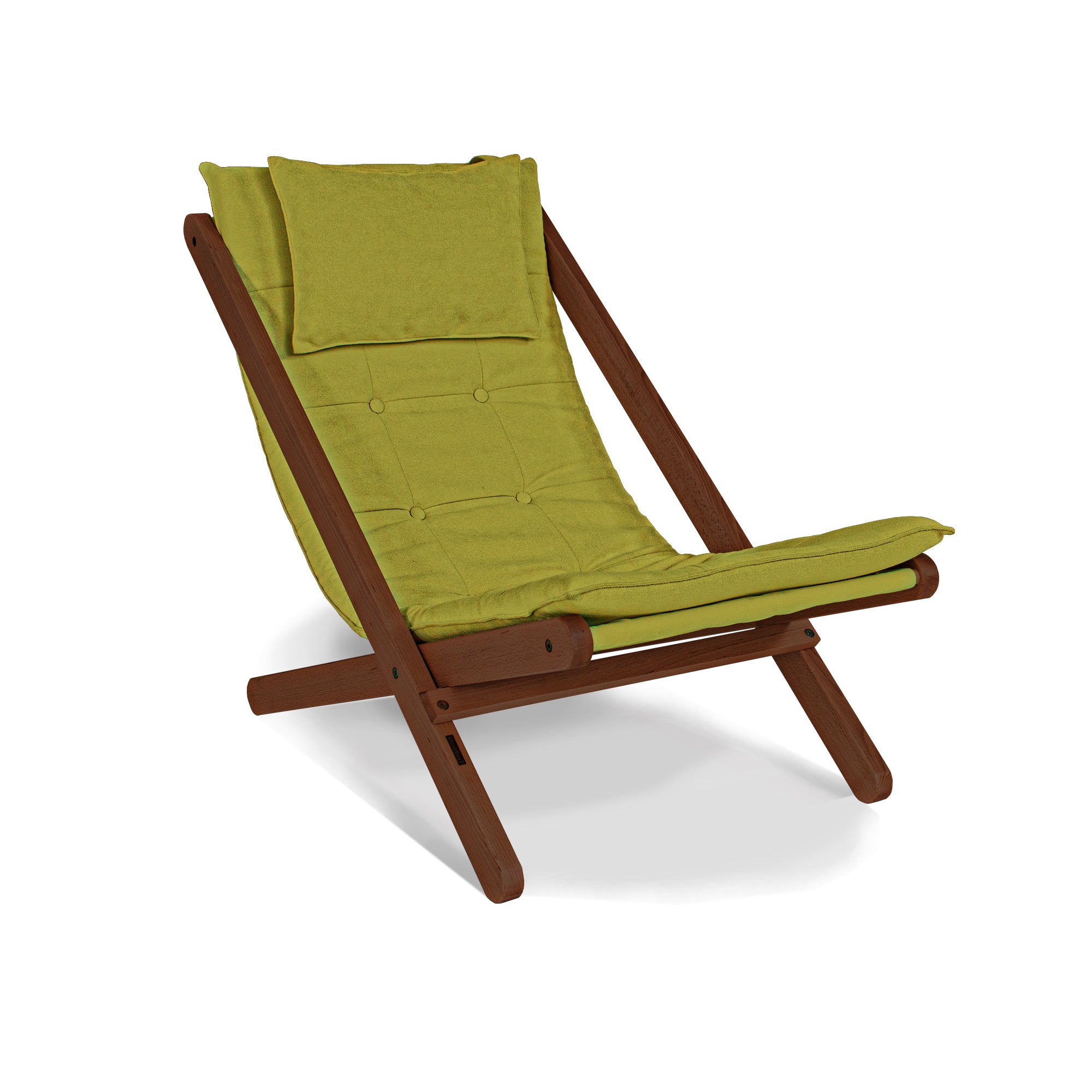 ALLEGRO Deckchair -walnut frame-green fabric