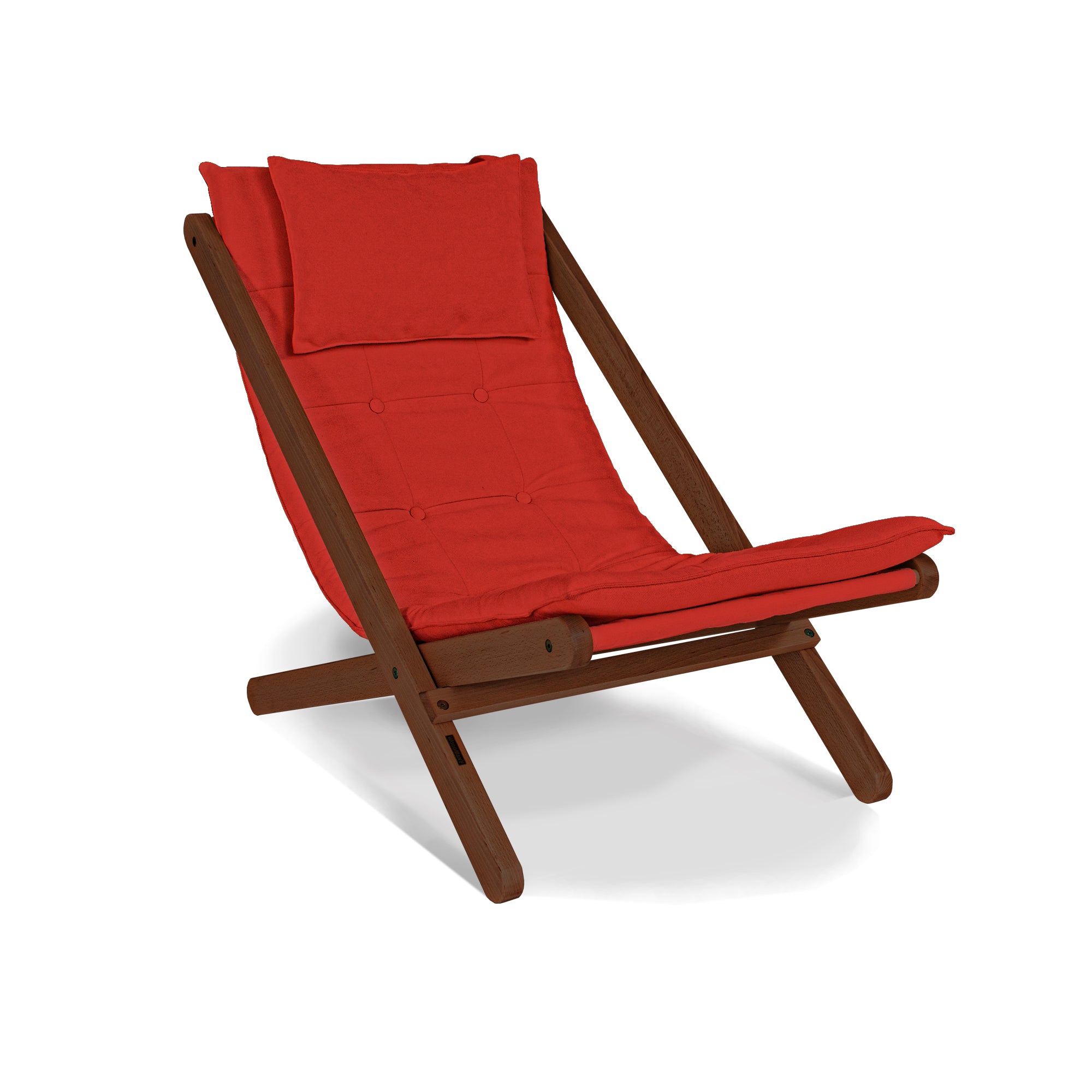 ALLEGRO Deckchair -walnut frame-red fabric