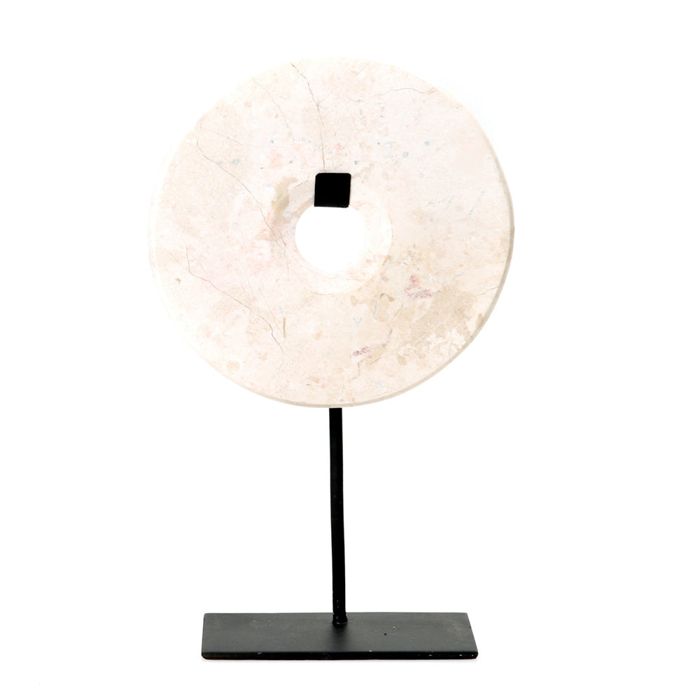 THE MARBLE DISC On Stand-White-Large front view on white background