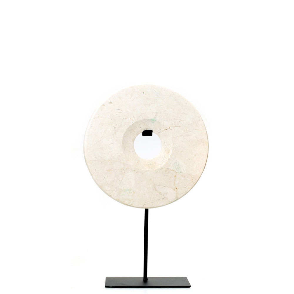THE MARBLE DISC On Stand-White-Medium front view