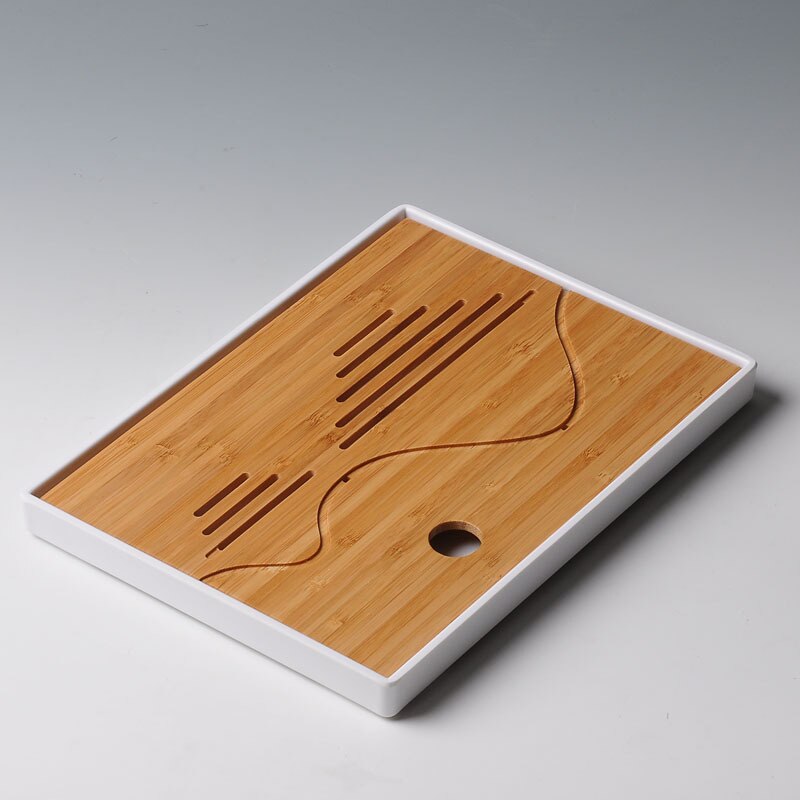 Chinese Kung Fu Bamboo Tea Tray Set small white square