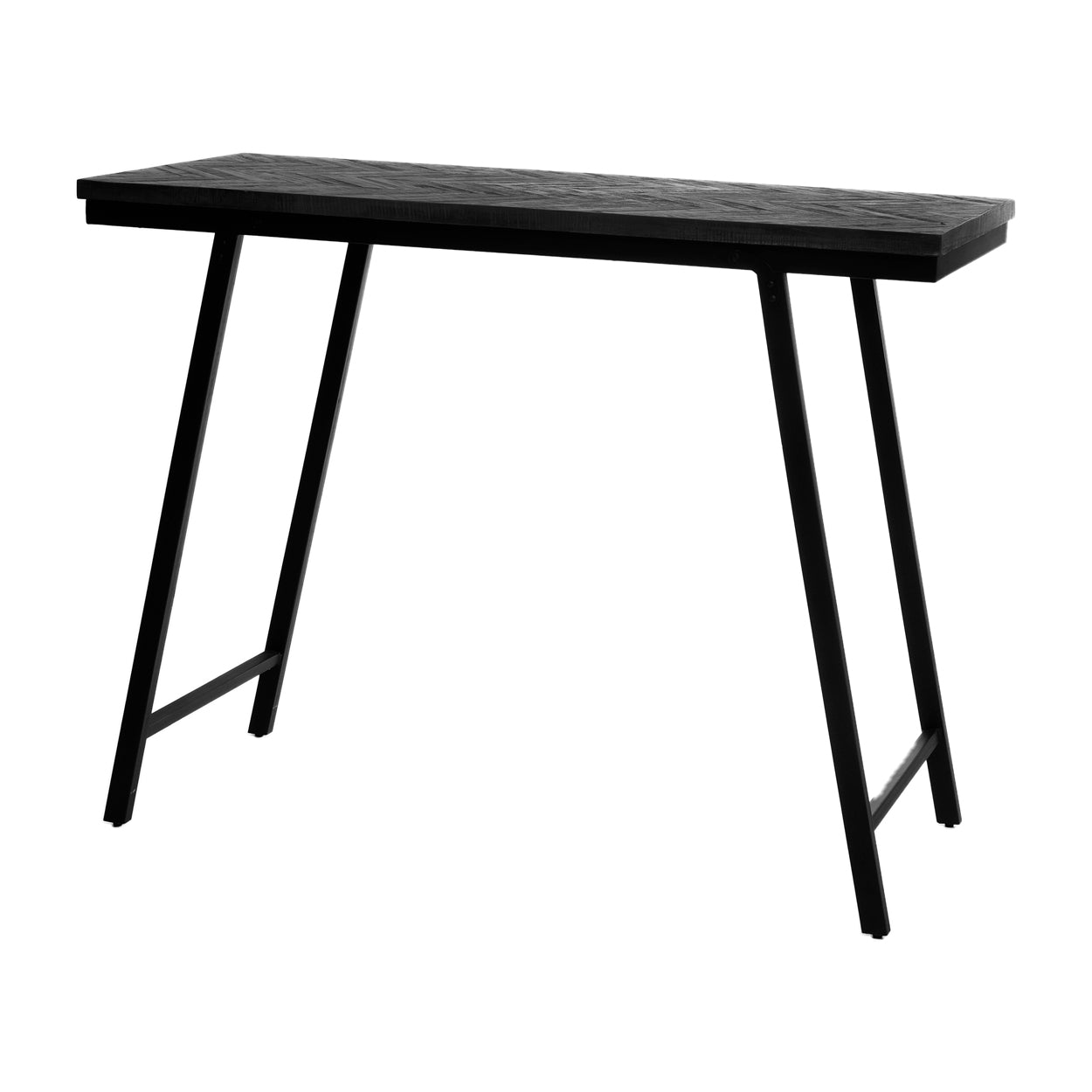 THE HERRINGBONE High Table - Black - 140 cm half-side view