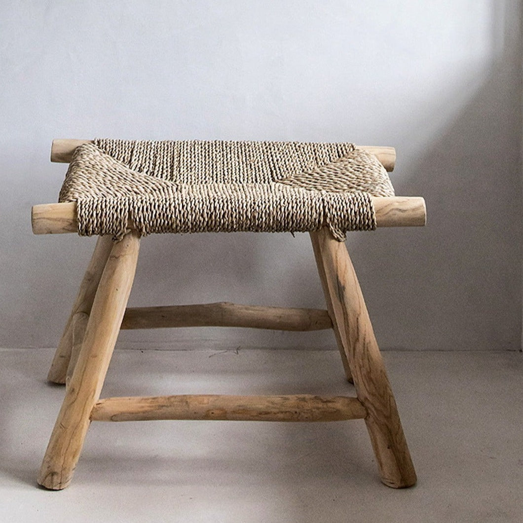 THE PORTO Seagrass Stool interior side view