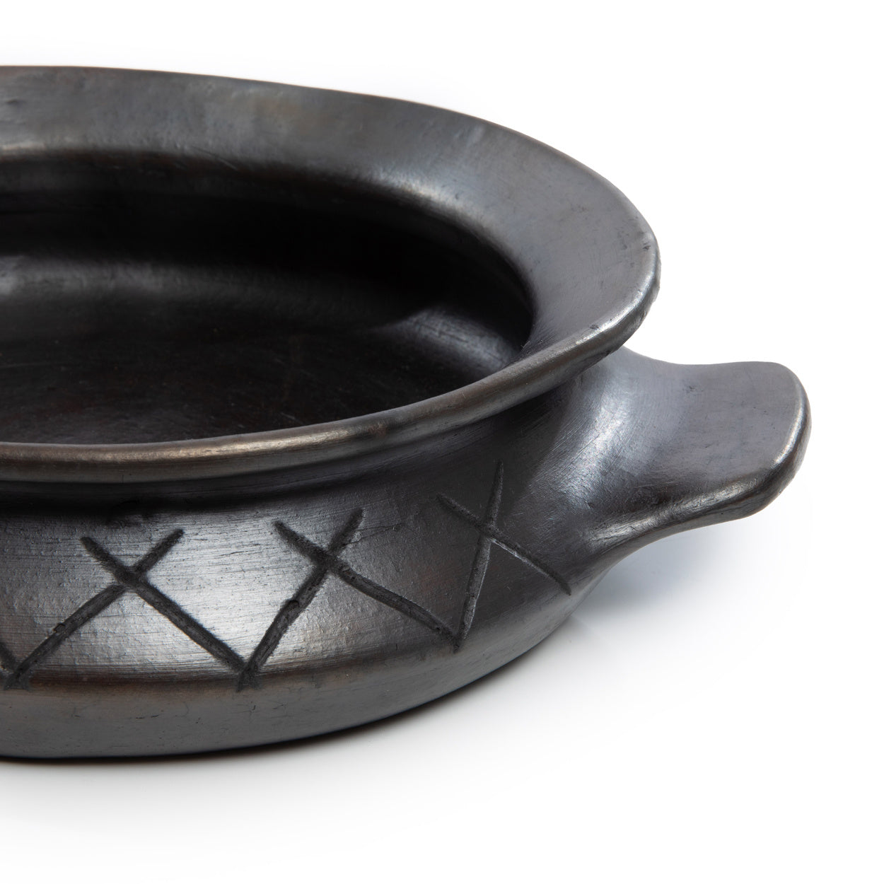 THE BURNED Curry Pot With Pattern and Side Handles side detail